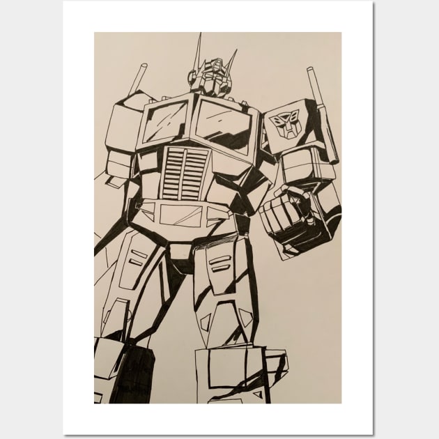 Optimus Primer on white background Wall Art by Soundtrack Alley